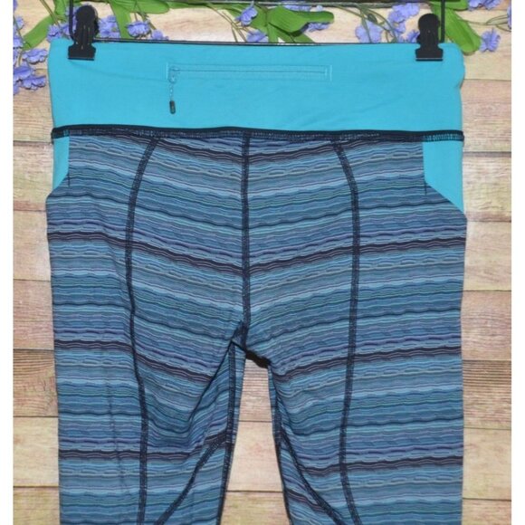 Lululemon Pace Rival Blue Space Dye Pull On Workout Athletic Crop Legging Size 6 - Picture 7 of 10